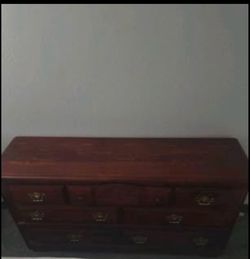 Dark Wood Dresser with Brass Hardware