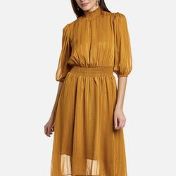 Brand New Woman’s Nanette Lepore brand Gold Yin Shadow Maxi Dress 