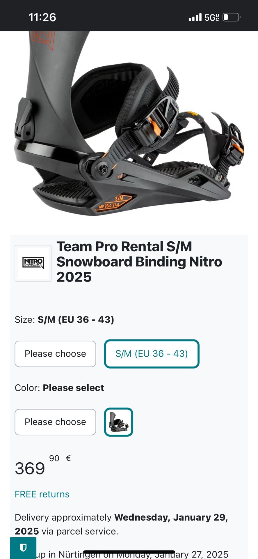 Snow Boarding Binding Small/medium