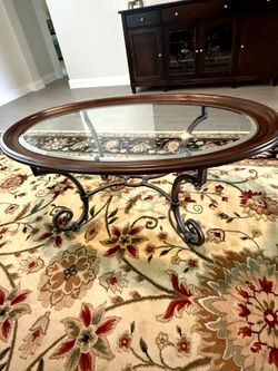 Rod iron glass coffee table