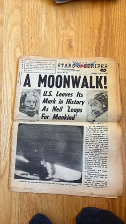Vintage Stars snd Stripes Newspapers: A Moonwalk+Ida Batters Japan