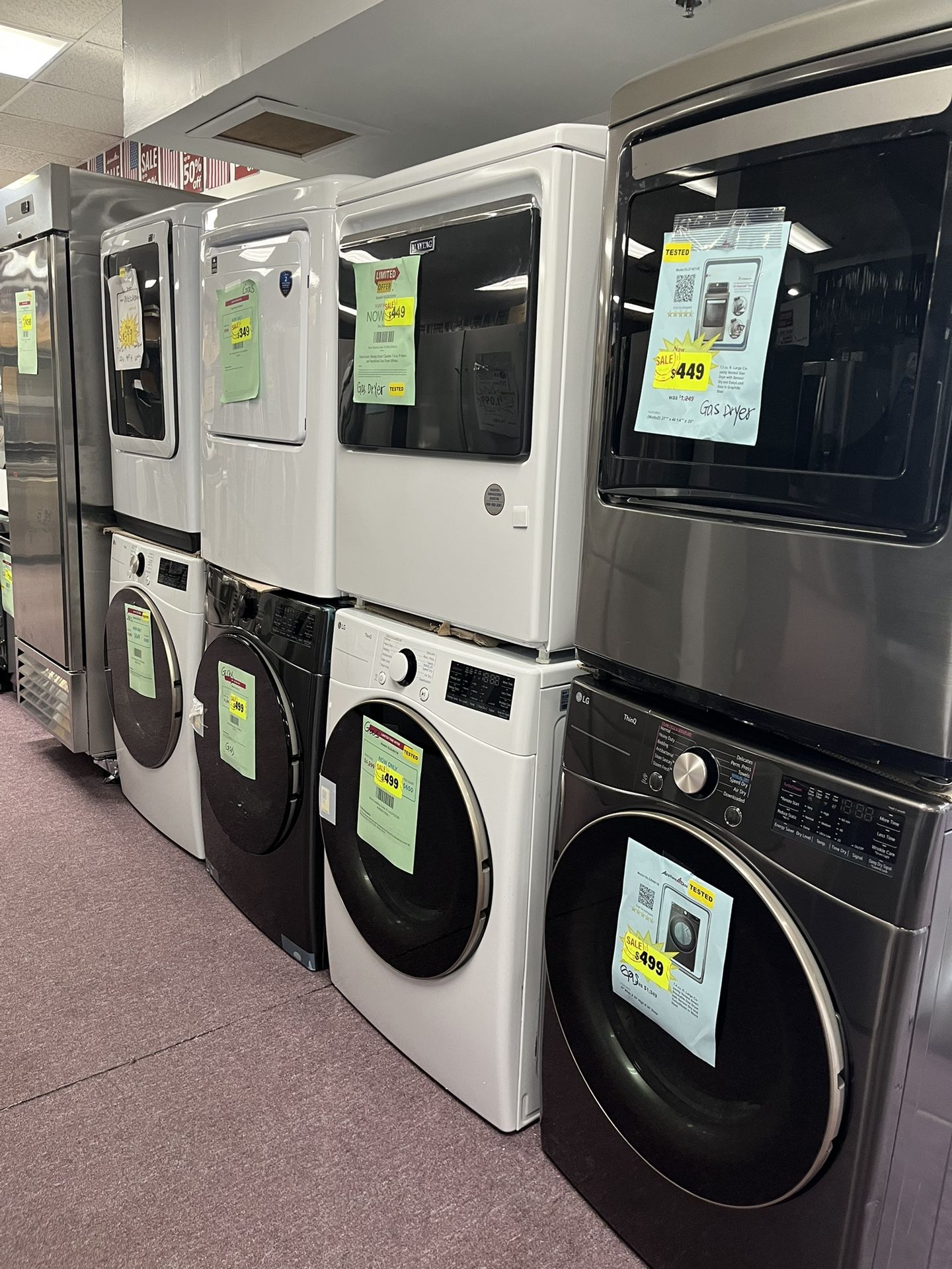 Gas Dryers New Scratch Dents With 1 Year Warranty On Sale!