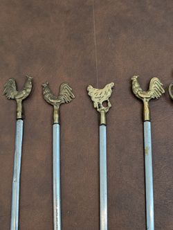 Vintage Vash Inox Turkish Brass & Stainless Steel Skewers - Set of 11
