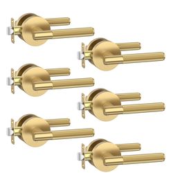Asidrama 6 Pack Champagne Bronze Privacy Door Handles, Door Lever With Door Knobs Indoor For Bedroom Or Bathroom, Heavy Duty Door Handles Interior Wit