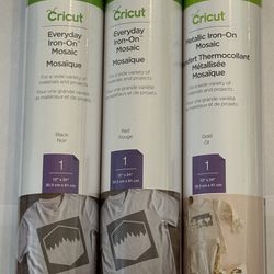 new and sealed 3 rolls cricut iron on paper mosaic rolls