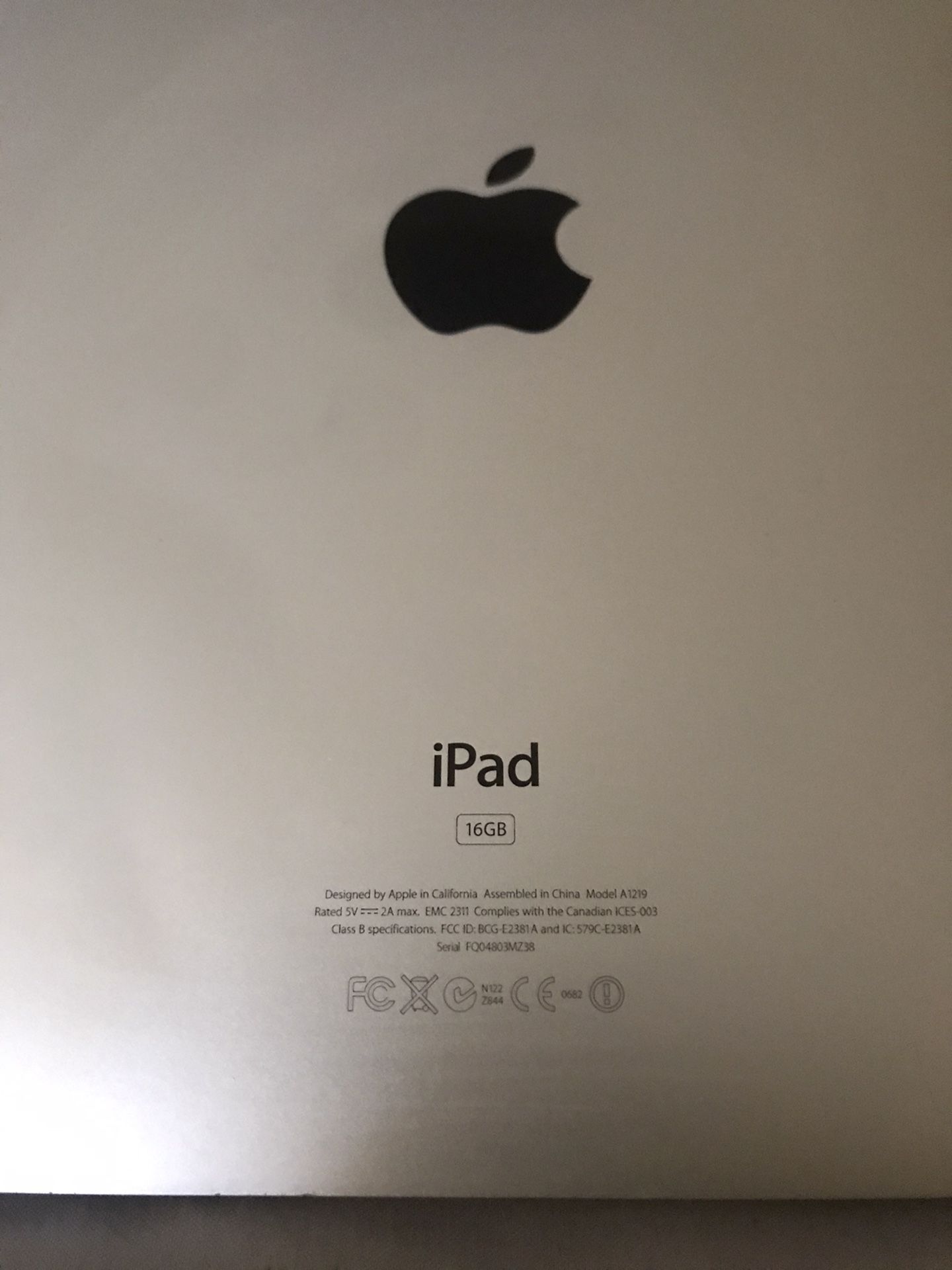 Apple IPad 16g model a1219 USED $47