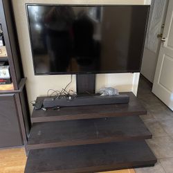 Insignia™ - TV Stand for Most Flat-Panel TVs Up to 55" - Dark Brown & Soundbar 