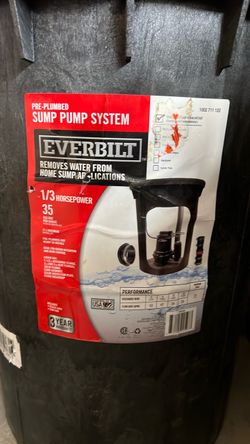 Everbilt Pre-Plumbed Sump Pump System 1/3 HP