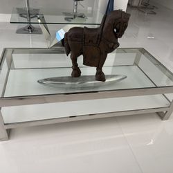 Rectangle  Coffee Table, Heavy, was $1,100. Stainless Steel Frame, Tempered Glass, Perfect Condition Size: 55W x 15H x 27.                      