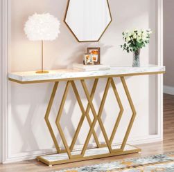 Console Table for Entryway Living Room Gold/White (Brand New)