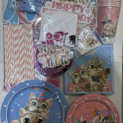 116pcs 16Guests Cat Party Tableware Set (New, Unopened)
