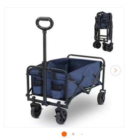 BRAND NEW IN BOX Shop Karl home Metal 4-Wheeled Outdoor Garden Cart Collapsible Folding Wagon in Blue