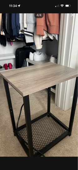 Industrial Side Table with Metal Frame