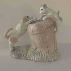 Vintage Kensington Fine Porcelain by George Good Cat & Dog playing Figurine