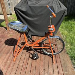 Vintage Exercise Bicycle - Orange And Chrome