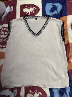 Cream Knit Sweater Vest V-Neck