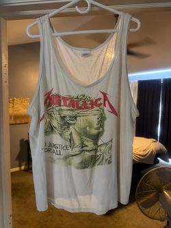 Vintage 80s Metallica And Justice For All Tour Muscle T Shirt Tank Top Size XL
