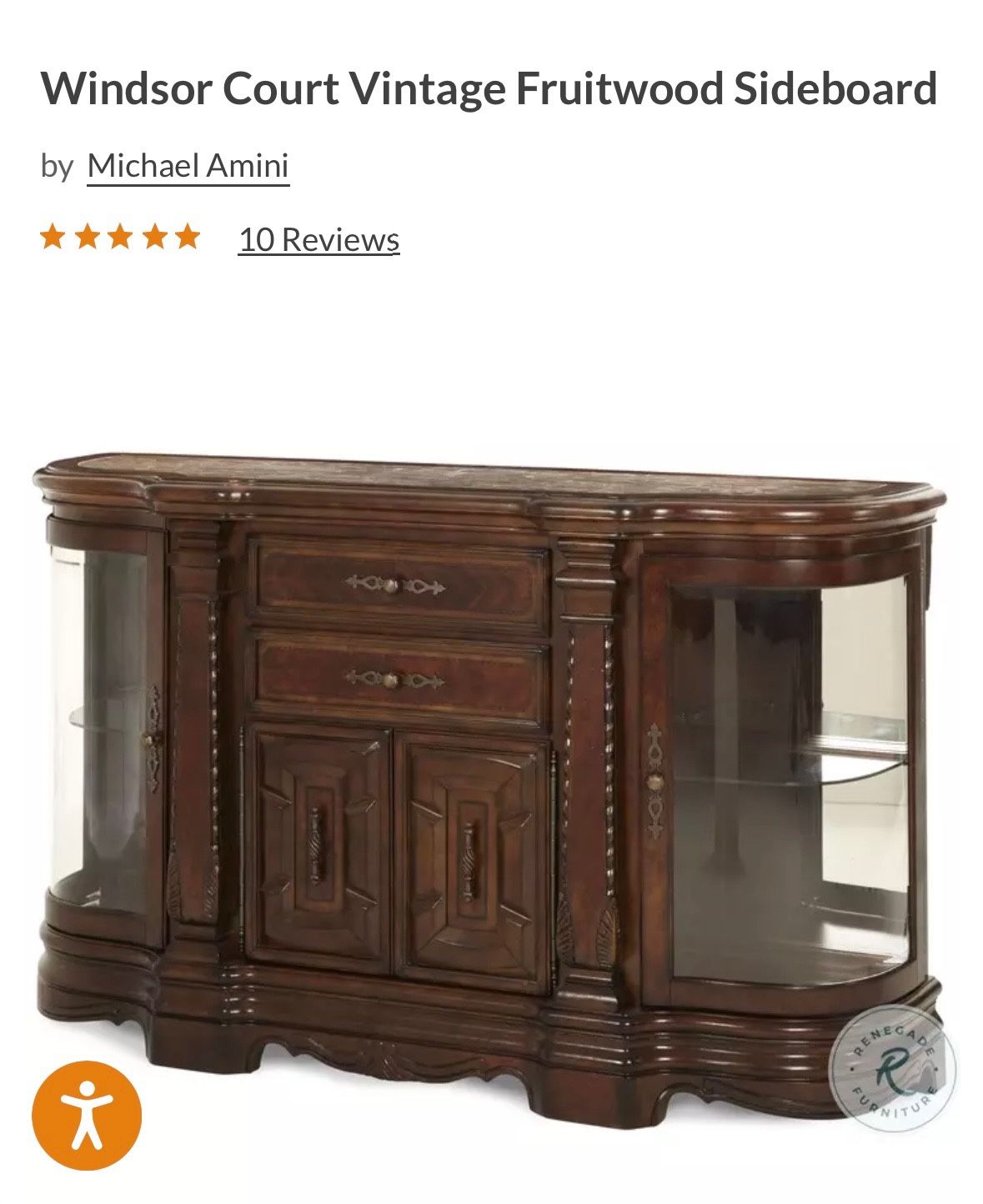 Windsor Court Vintage Fruitwood Sideboard- China Cabinet