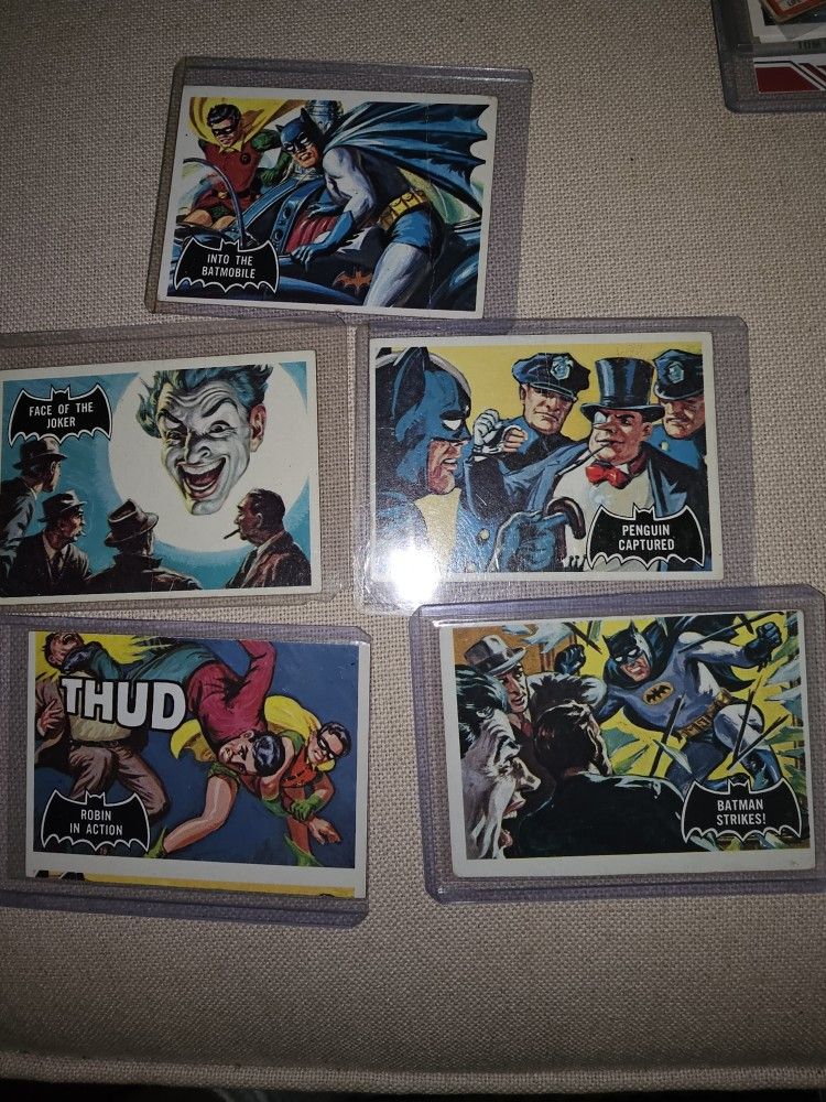 5 1960s BATMAN vintage Cards