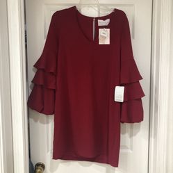 New Red Ruffle Sleeve Dress