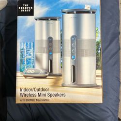 Sharper Image Indoor/Outdoor Wireless Speakers W/ Transmitter And Remote