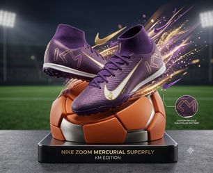 Nike Zoom Superfly 10 Academy KM Kylian Mbappe Turf TF Soccer Shoes (Grand Purple/Pale Ivory)