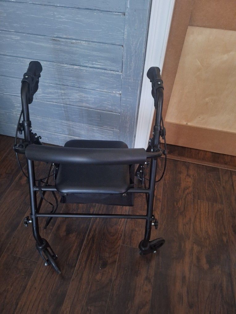 Equate Rolling Walker With Hand Brakes Padded Seat & Backrest + Storage Area