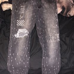 30x32 Grey Designed Jeans