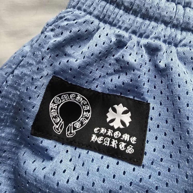 Chrome Hearts Mesh Shorts BLUE Varsity Shorts LARGE
