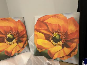 Large Orange Flower Canvas