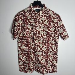 Texas Tradition Guayabera Libre Button Down Mens Medium Maroon Camo Short Sleeve