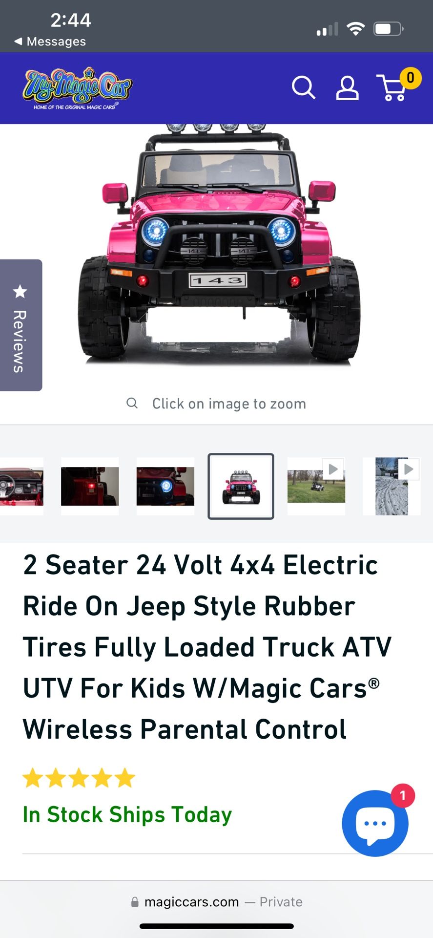 Ride On Jeep Style Rubber Tires Fully Loaded Truck ATV UTV For Kids W/Magic Cars® Wireless Parental Control - BRAND NEW!