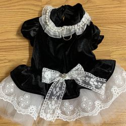 Small Black Velvet-Like Holiday Dog Dress