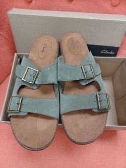 Clark's suede nubuck double strap cushion  sandals man's  10