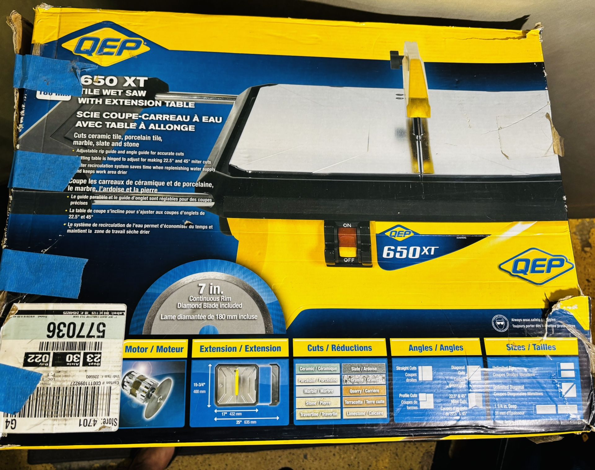 QEP 650XT Tile Wet Saw – 7” Blade + Extension Table