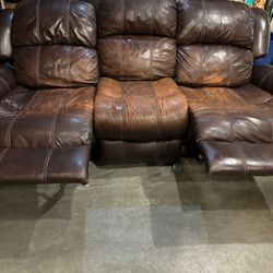 Brown Leather Sofa 