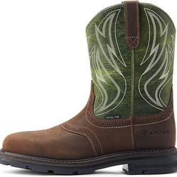 NEW SZ 11.5 Wide Steel Toe Work Boots Ariat Men Sierra Shock Shield