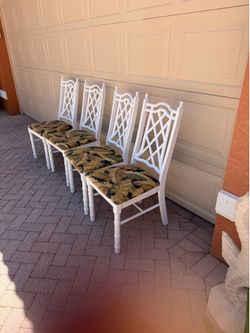 4 Vintage faux bamboo chippendale dining chairs