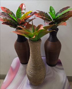 *** CLEARANCE *** 20" Floor Vases with Faux Agave / Croton Head Pieces ($10 EACH) @ Lasting Creations