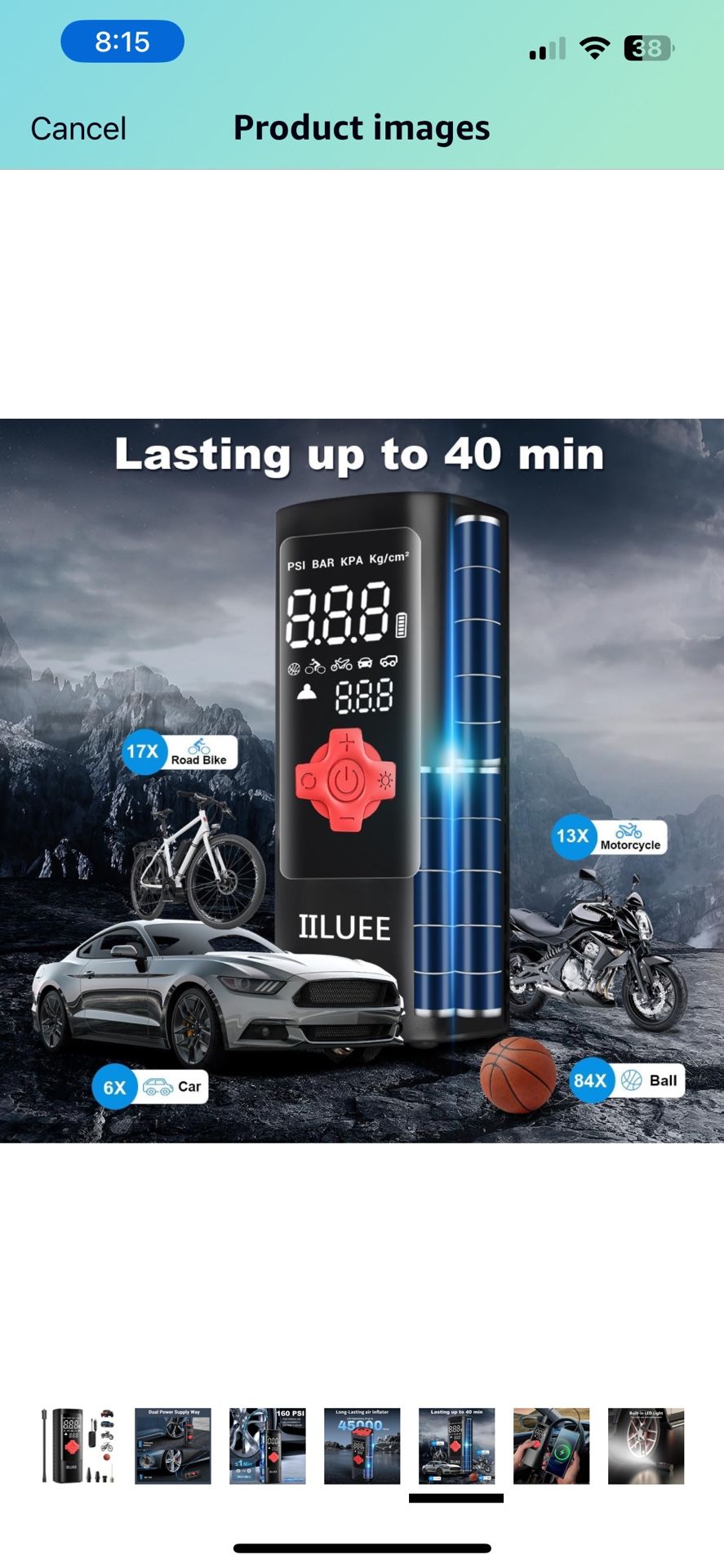 IILUEE Tire Inflator Portable Air Compressor-2X Faster Inflation, 160PSI Cordless Pump for 25000mAh Battery - 12V DC Bike w/Digital Pressure Gauge LED