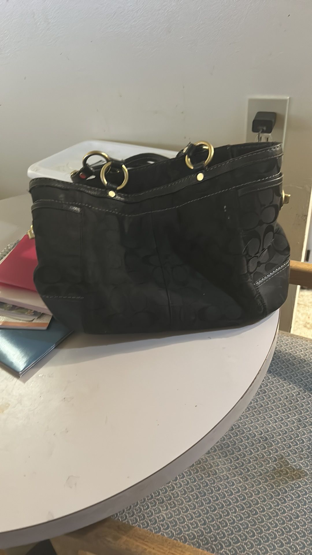 Black coach signature tote bag