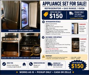 Samsung Refrigerator + Smart Gas Range/Air Fry – Both $350 OBO