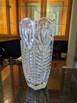 Large Bohemia Czech Republic Heavy Lead Crystal Vase 12" Bohemian Heavy