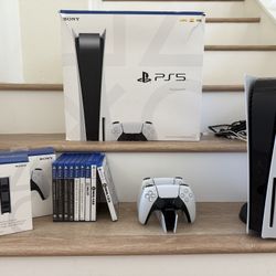 PS5 Disc Version With Box 2 DualSense Cont. & Games