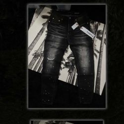 Black Purple Jeans With Paint All Sizes Available 