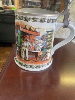 Antique kaiser German lidded beer stein mug
