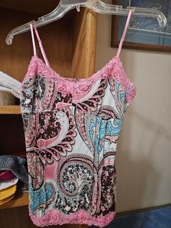 Pink & Blue Paisley Colored XSmall Camisole Vintage