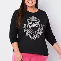 🖤 SOFT & ROOMY 🖤 JUICY COUTURE WOMEN'S PLUS SIZE CREW NECK LONG SLEEVE 2X
