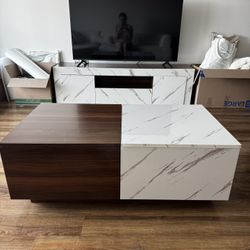 Modern TV Stand + Matching Coffee Table Set – Great Deal!