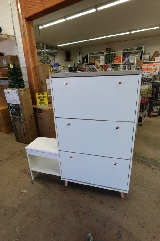 DEXTRUS Entryway Shoe Cabinet / Shoe Rack Storage Organizer with Bench
